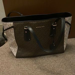 Micheal kors purse, dark brown and cream color